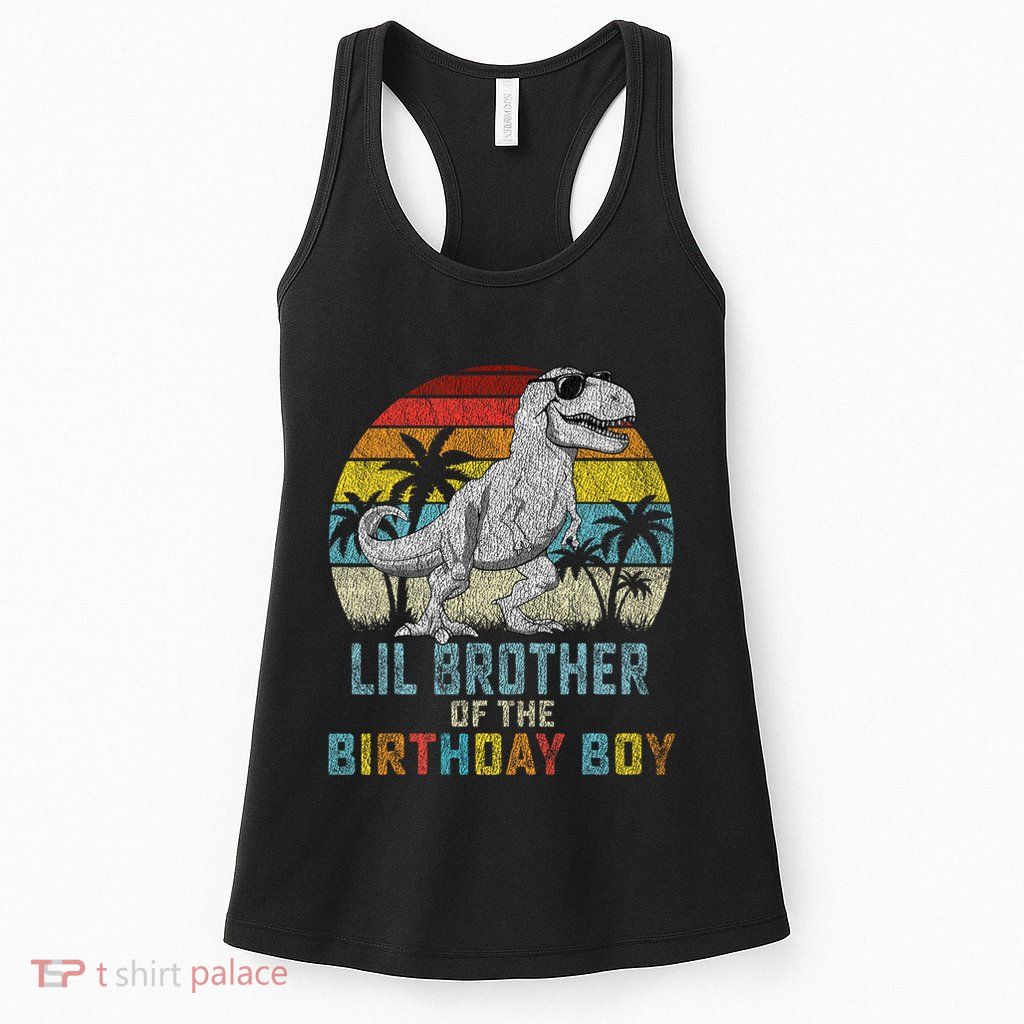 Lil Brother Dinosaur Of The Birthday Matching Family Womens Tank Top