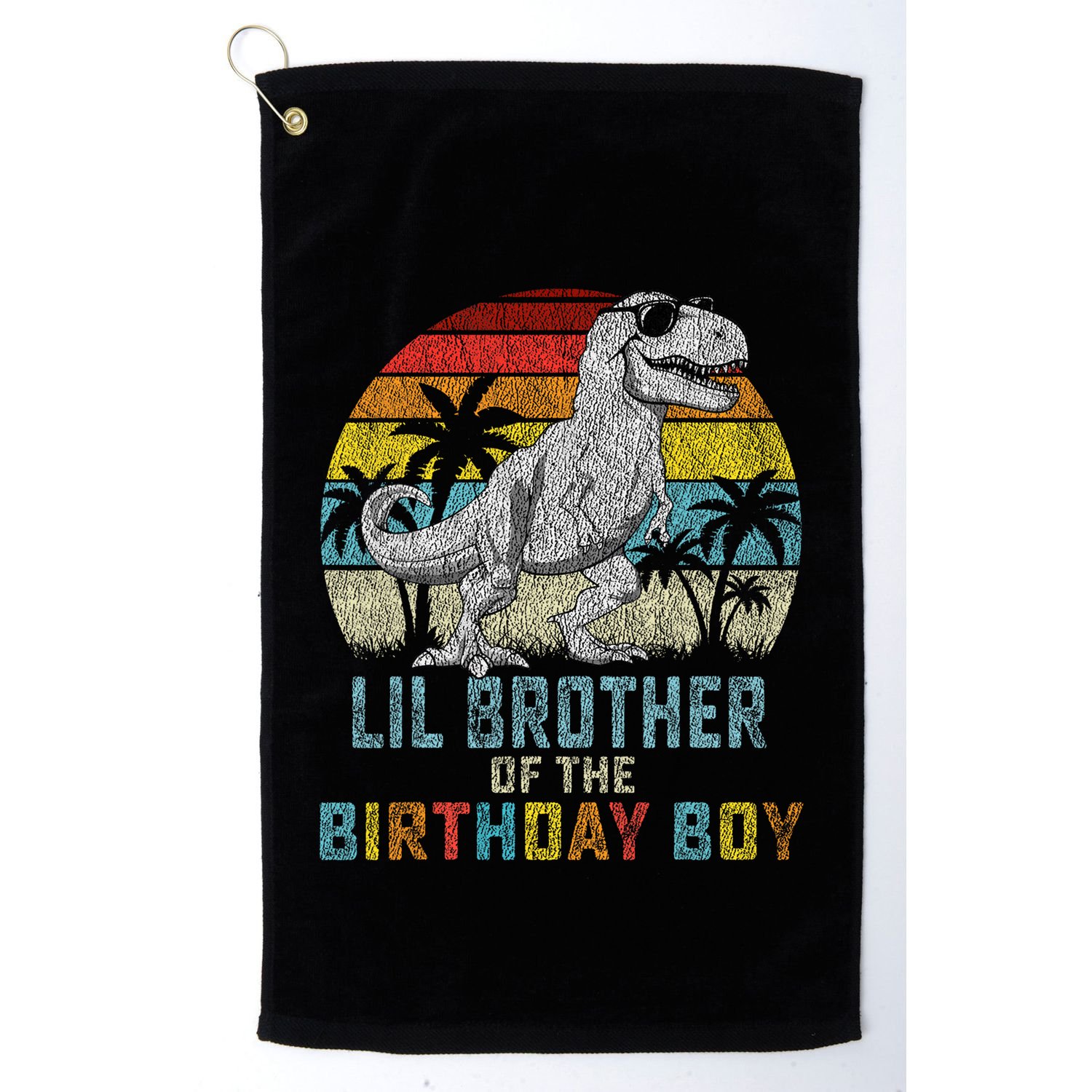 Lil Brother Dinosaur Of The Birthday Matching Family Golf Towel