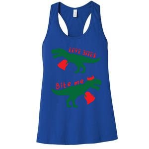 Love Bites Dinosaurs Holding Hearts Valentines Day Dinosaur Gift Women's Racerback Tank