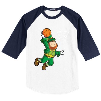 Leprechaun Basketball Dunk St Patricks Day Sports Gift Baseball Sleeve Shirt