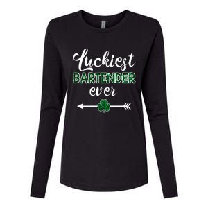 Luckiest Bartender Ever Meaningful Gift Funny St Patrick's Day Gift Womens Cotton Relaxed Long Sleeve T-Shirt