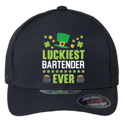 Luckiest Bartender Ever St Patrick's Saint Pattys Day Gift Flexfit Unipanel Trucker Cap