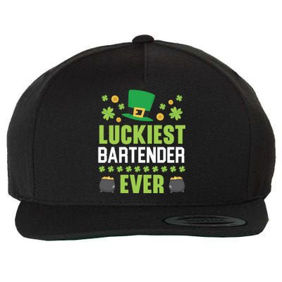 Luckiest Bartender Ever St Patrick's Saint Pattys Day Gift Wool Snapback Cap