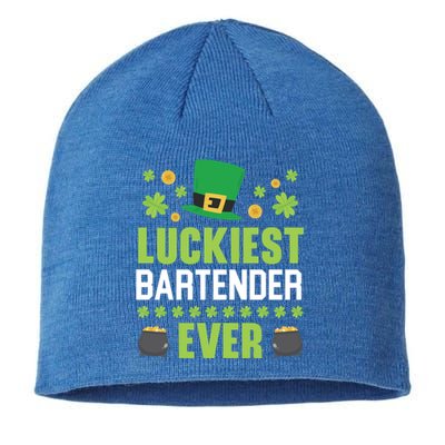 Luckiest Bartender Ever St Patrick's Saint Pattys Day Gift Sustainable Beanie