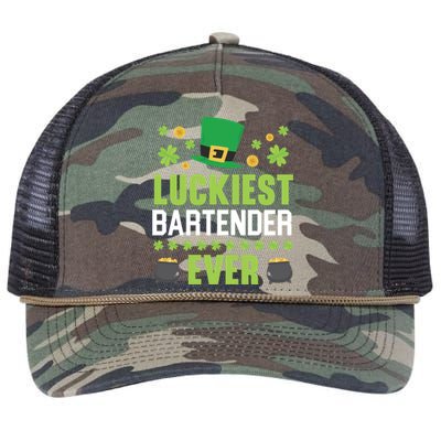 Luckiest Bartender Ever St Patrick's Saint Pattys Day Gift Retro Rope Trucker Hat Cap