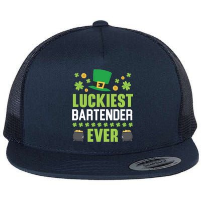 Luckiest Bartender Ever St Patrick's Saint Pattys Day Gift Flat Bill Trucker Hat