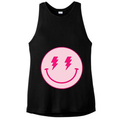 Lightning Bolt Eyes Happy Face Ladies PosiCharge Tri-Blend Wicking Tank