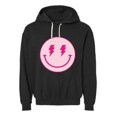 Lightning Bolt Eyes Happy Face Garment-Dyed Fleece Hoodie