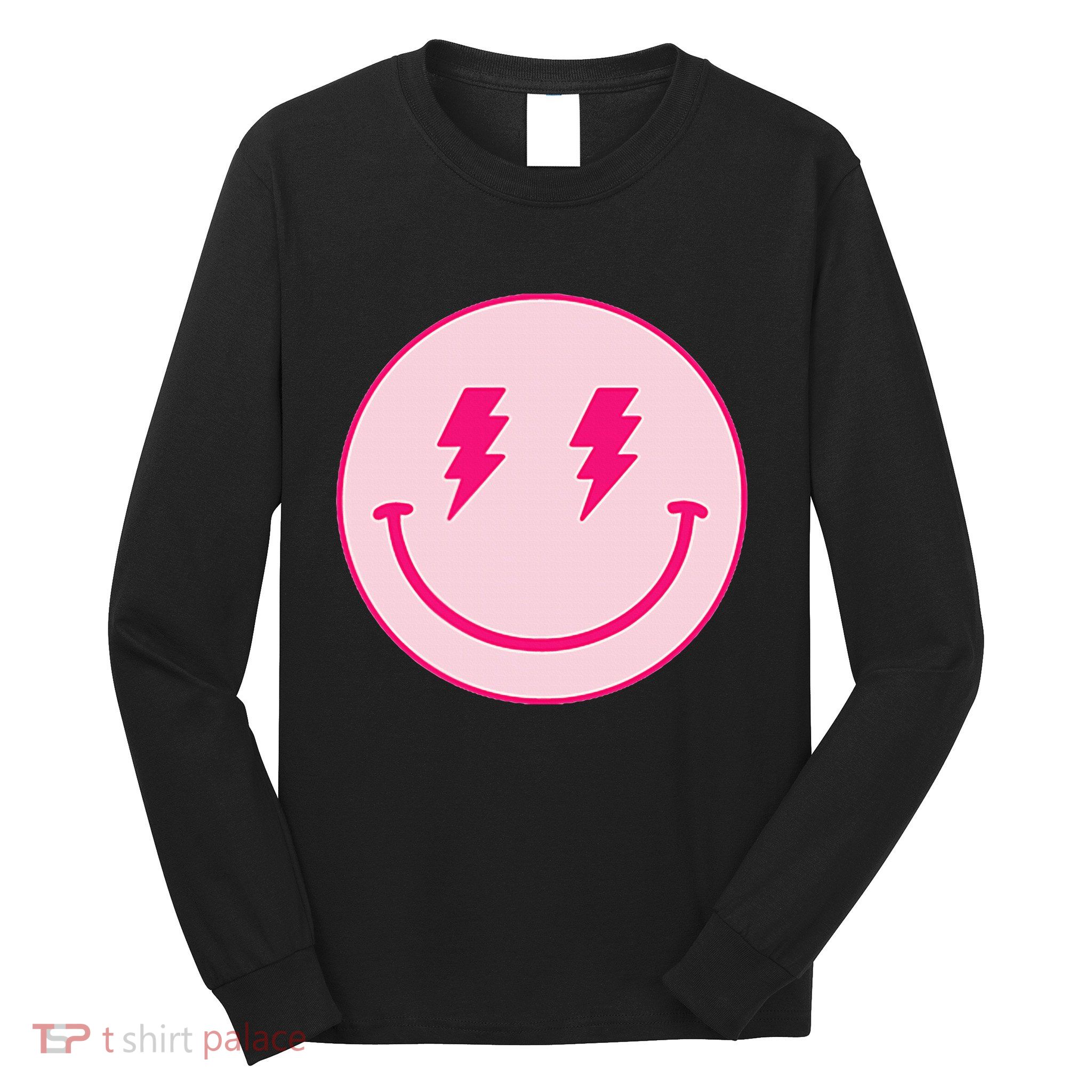 Lightning Bolt Eyes Happy Face Long Sleeve Shirt