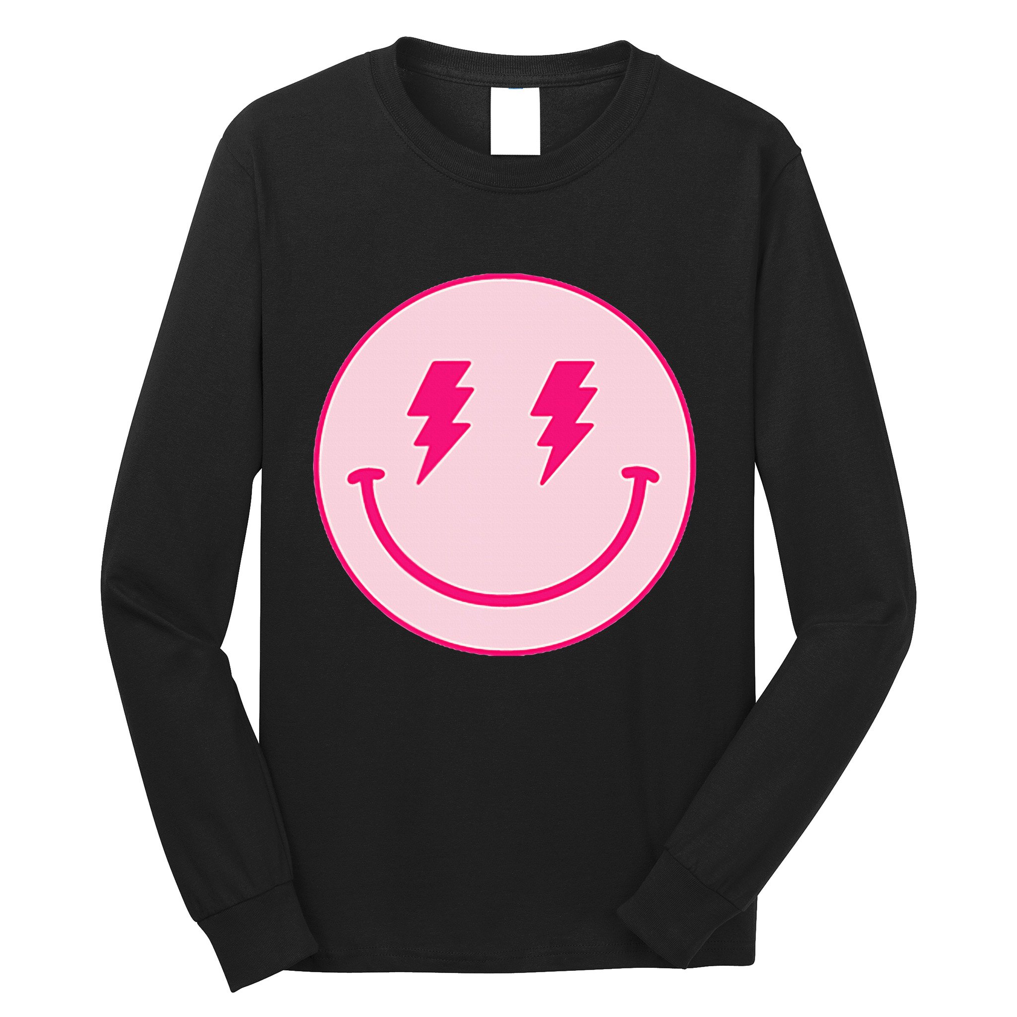 Lightning Bolt Eyes Happy Face Long Sleeve Shirt