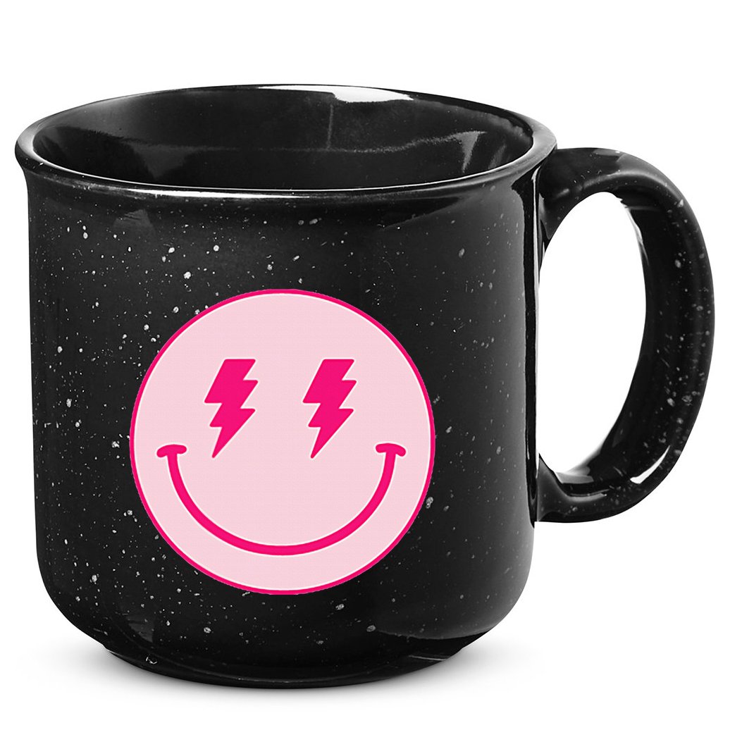 Lightning Bolt Eyes Happy Face 15oz Campfire Ceramic Mug