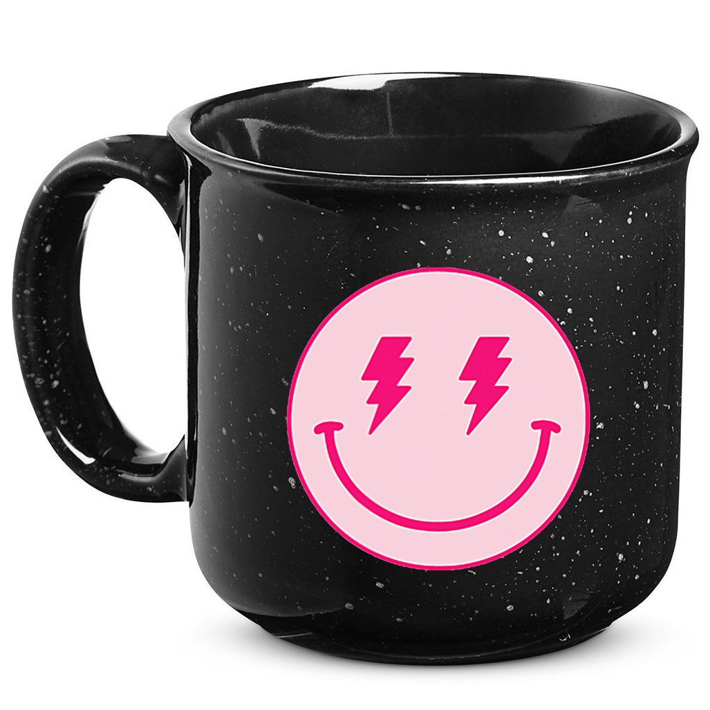 Lightning Bolt Eyes Happy Face 15oz Campfire Ceramic Mug