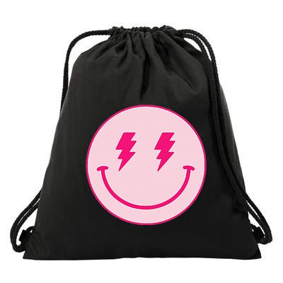 Lightning Bolt Eyes Happy Face Drawstring Bag