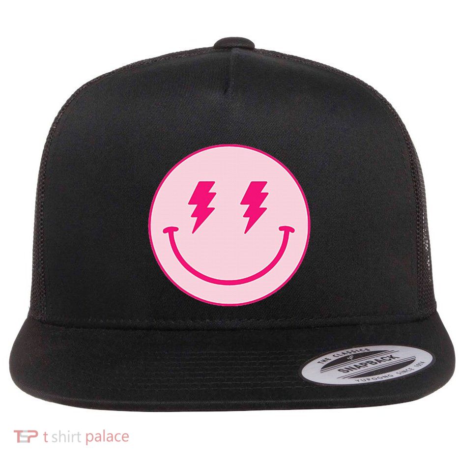 Lightning Bolt Eyes Happy Face Flatbill Hat