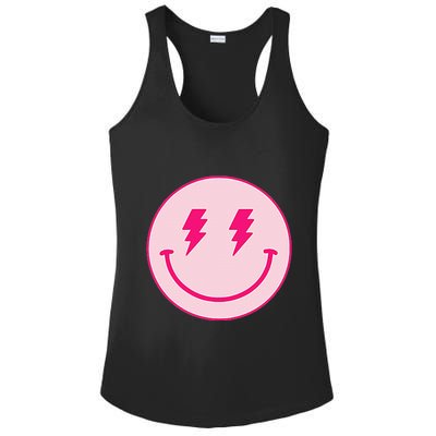 Lightning Bolt Eyes Happy Face Ladies PosiCharge Competitor Racerback Tank