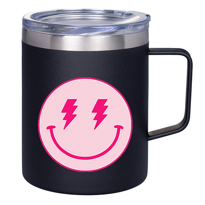 Lightning Bolt Eyes Happy Face 12oz Stainless Steel Coffee Mug
