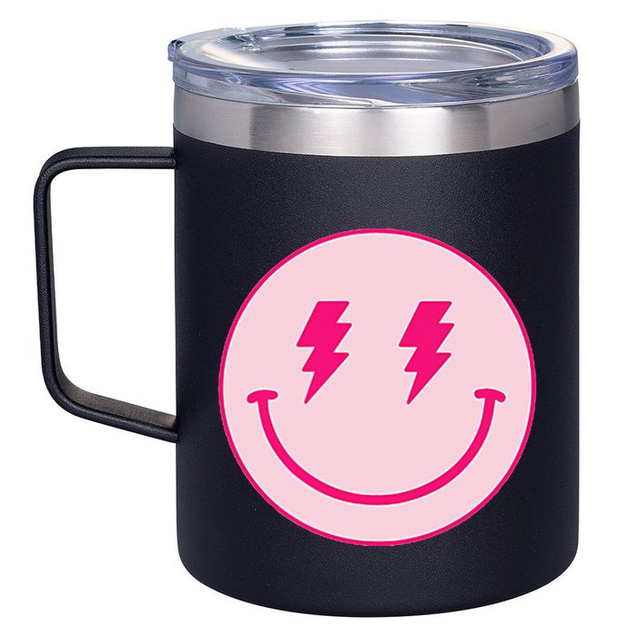 Lightning Bolt Eyes Happy Face 12oz Stainless Steel Coffee Mug