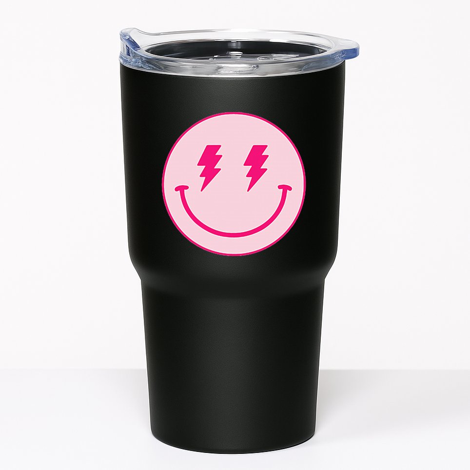 Lightning Bolt Eyes Happy Face Tumbler