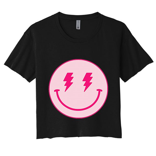 Lightning Bolt Eyes Happy Face Crop Top