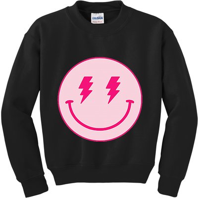 Lightning Bolt Eyes Happy Face Kids Sweatshirt
