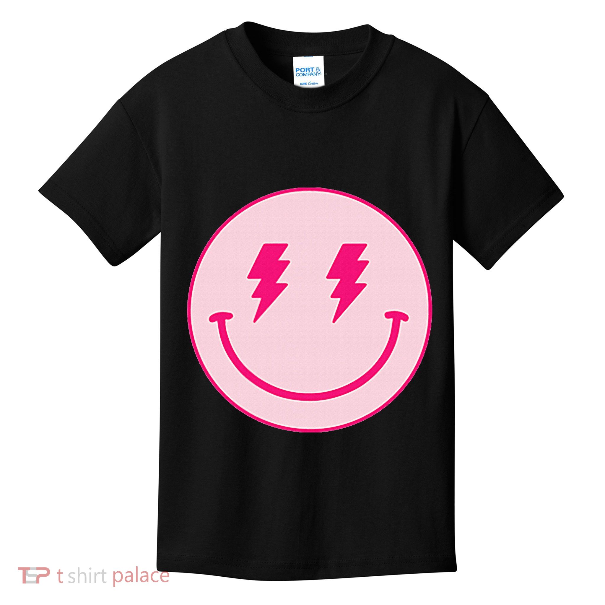 Lightning Bolt Eyes Happy Face Kids T-Shirt