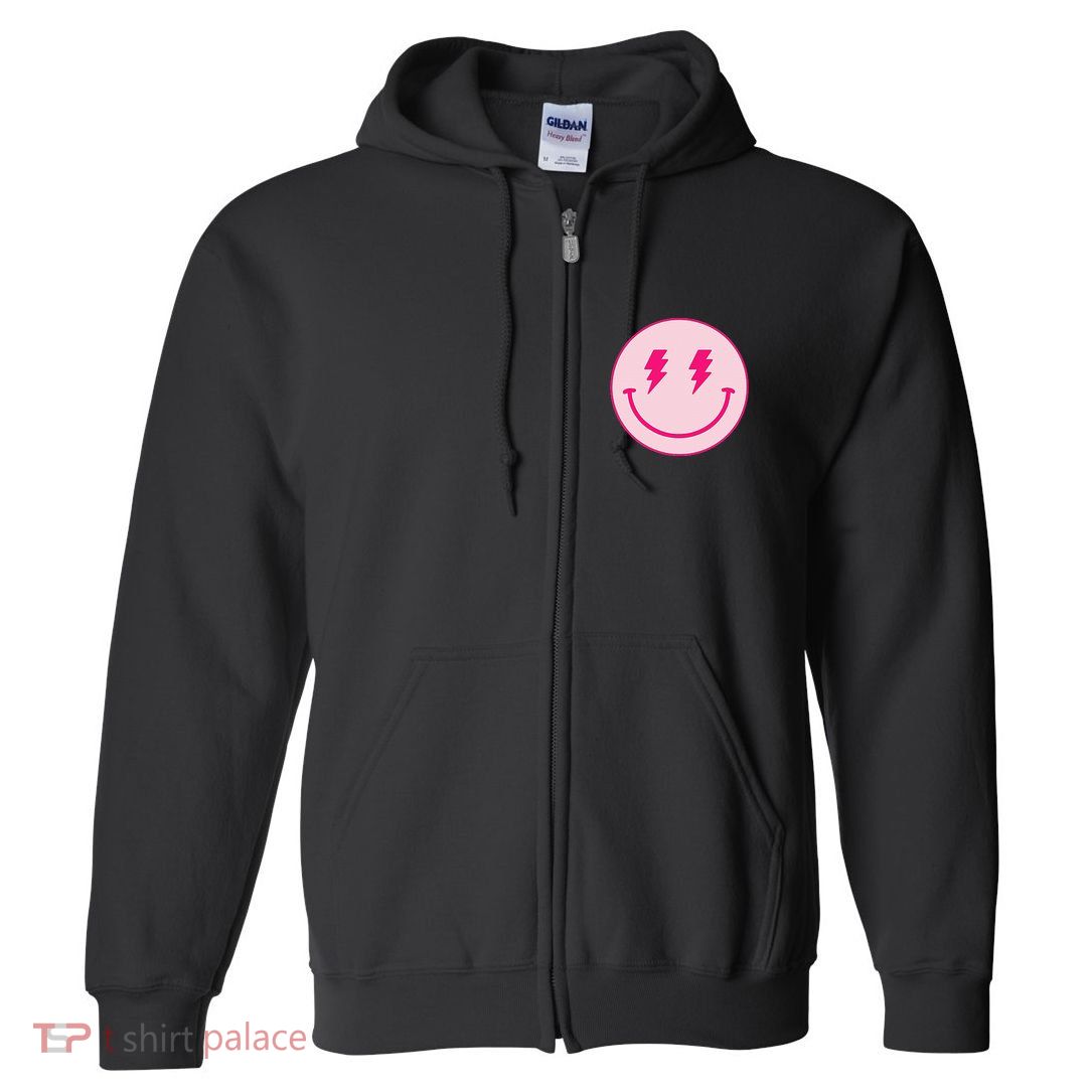 Lightning Bolt Eyes Happy Face Full Zip Hoodie