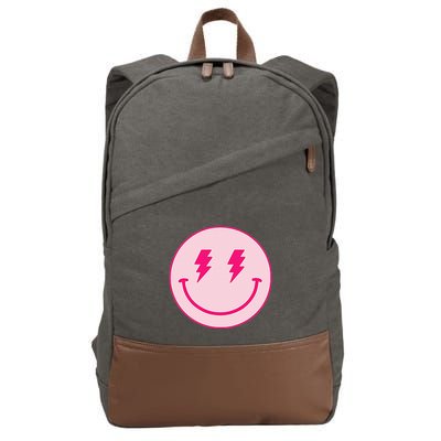 Lightning Bolt Eyes Happy Face Cotton Canvas Backpack