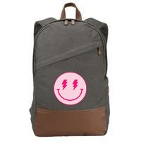 Lightning Bolt Eyes Happy Face Cotton Canvas Backpack