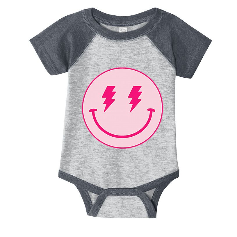 Lightning Bolt Eyes Happy Face Infant Baby Jersey Bodysuit