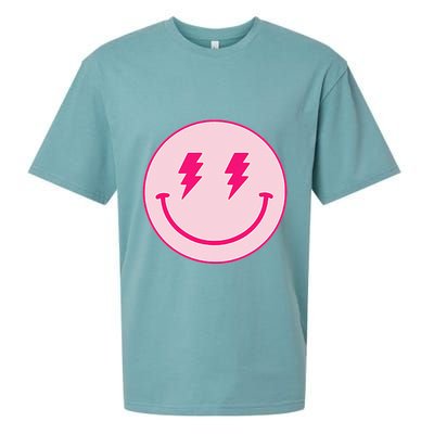 Lightning Bolt Eyes Happy Face Sueded Cloud Jersey T-Shirt