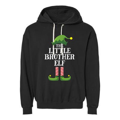 Little Brother Elf Matching Family Group Christmas Boy Elf Garment-Dyed Fleece Hoodie