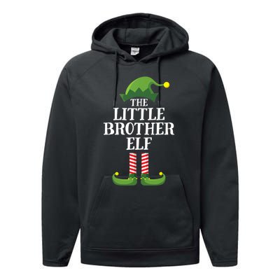 Little Brother Elf Matching Family Group Christmas Boy Elf Performance Fleece Hoodie