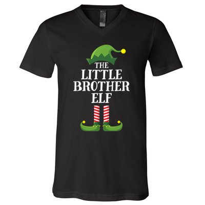 Little Brother Elf Matching Family Group Christmas Boy Elf V-Neck T-Shirt