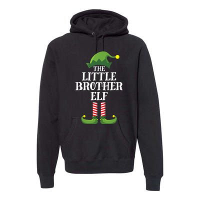 Little Brother Elf Matching Family Group Christmas Boy Elf Premium Hoodie