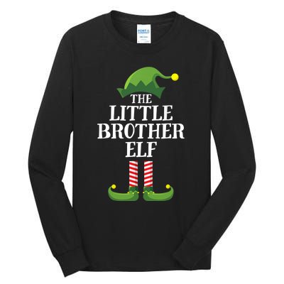 Little Brother Elf Matching Family Group Christmas Boy Elf Tall Long Sleeve T-Shirt