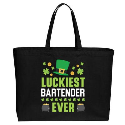 Luckiest Bartender Ever St Patrick's Saint Pattys Day Gift Cotton Canvas Jumbo Tote