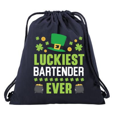 Luckiest Bartender Ever St Patrick's Saint Pattys Day Gift Drawstring Bag