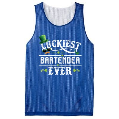 Luckiest Bartender Ever Leprechaun Hat St Patrick Day Gift Mesh Reversible Basketball Jersey Tank