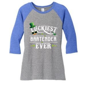 Luckiest Bartender Ever Leprechaun Hat St Patrick Day Gift Women's Tri-Blend 3/4-Sleeve Raglan Shirt