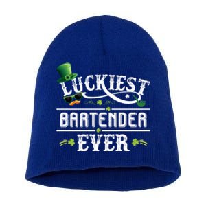 Luckiest Bartender Ever Leprechaun Hat St Patrick Day Gift Short Acrylic Beanie