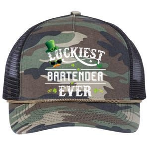 Luckiest Bartender Ever Leprechaun Hat St Patrick Day Gift Retro Rope Trucker Hat Cap