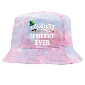 Luckiest Bartender Ever Leprechaun Hat St Patrick Day Gift Tie-Dyed Bucket Hat