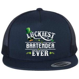 Luckiest Bartender Ever Leprechaun Hat St Patrick Day Gift Flat Bill Trucker Hat