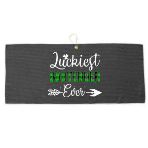 Luckiest Bartender Ever Patricks Day Best Gift For Bartender Great Gift Large Microfiber Waffle Golf Towel