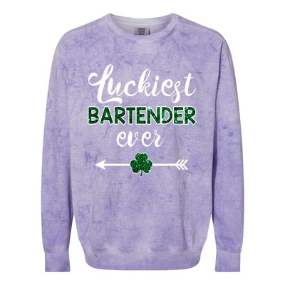 Luckiest Bartender Ever Gift Funny St Patrick's Day Gift Colorblast Crewneck Sweatshirt