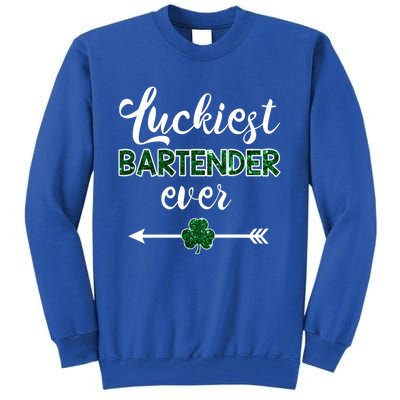 Luckiest Bartender Ever Gift Funny St Patrick's Day Gift Tall Sweatshirt