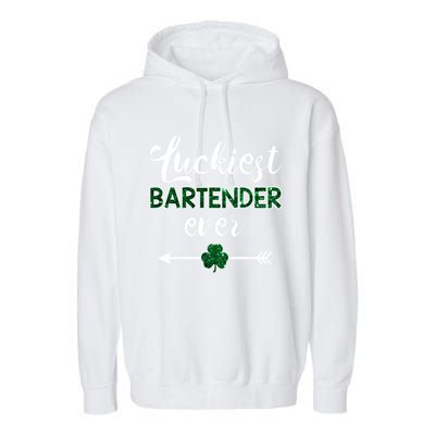 Luckiest Bartender Ever Gift Funny St Patrick's Day Gift Garment-Dyed Fleece Hoodie