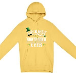 Luckiest Bartender Ever Leprechaun Hat St Patrick Day Gift Meaningful Gift Premium Pullover Hoodie