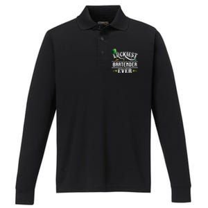 Luckiest Bartender Ever Leprechaun Hat St Patrick Day Gift Meaningful Gift Performance Long Sleeve Polo