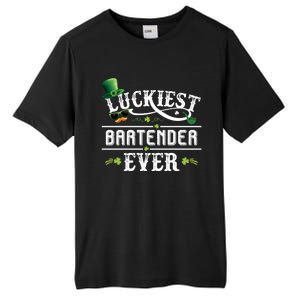 Luckiest Bartender Ever Leprechaun Hat St Patrick Day Gift Meaningful Gift Tall Fusion ChromaSoft Performance T-Shirt